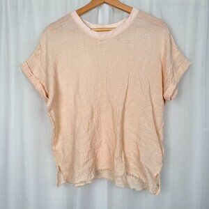 Nation LTD Womens Gauzy Cotton Top Medium Oversized Sheer Boxy Beach Shabby Chic